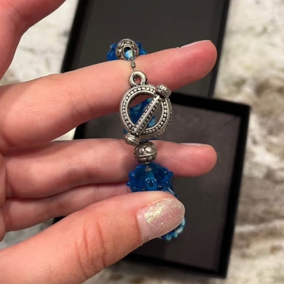 Glass beaded bracelet Toggle clasp unique - Picture 3 of 5